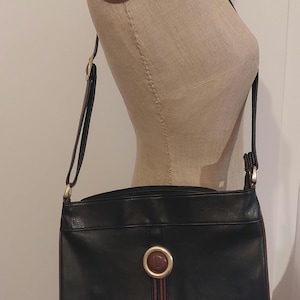Bag vintage 80s 90s style brown black leather