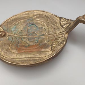 Brass Bowl Leaves Rose Vintage