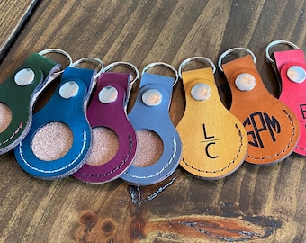 AirTag Leather Keychain, Personalized Leather Airtags, AirTag Keyring Leather Case, Airtags Case