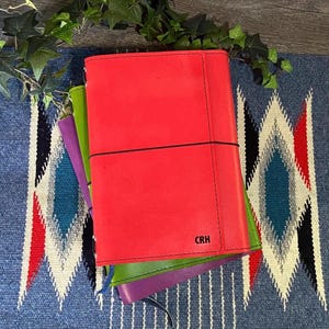Tri-fold Personalized Leather Journal Travelers Notebook Cover, A5, Moleskine, Midori, Field Notes, Hobonichi, Leuchtturm 1917, Stalogy