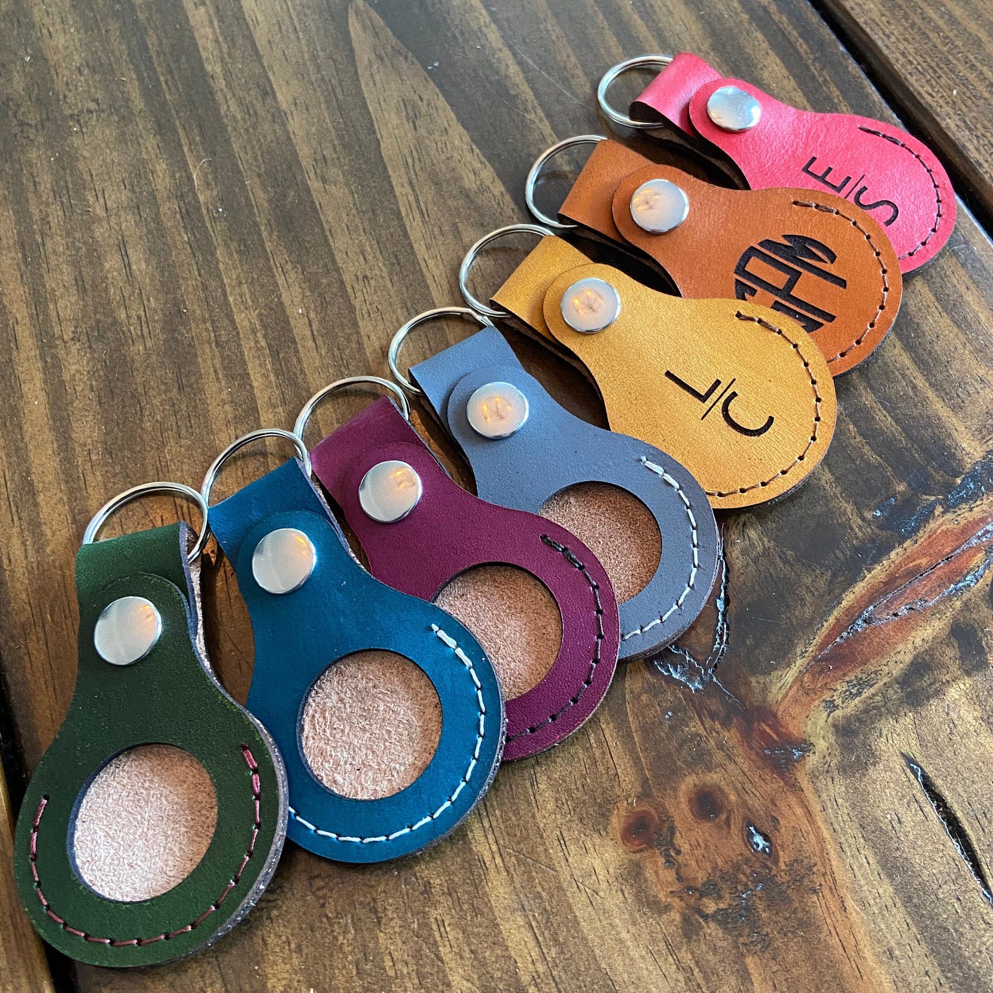 Leather Airtag Keychain Leather Airtags AirTag Keyring Etsy