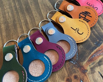 AirTag Leather Keychain, Personalized Leather Airtags, AirTag Keyring Leather Case, Airtags Case