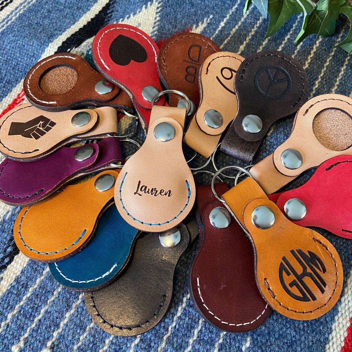 Airtag Leather Keychain Personalized Leather Airtags Airtag Etsy