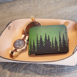 Minimalistische Leder Brieftasche Bäume Brieftasche Schlanke Brieftasche Vordertasche Brieftasche Gravierte Brieftasche Personalisierte Brieftasche Vatertagsgeschenk für Papa