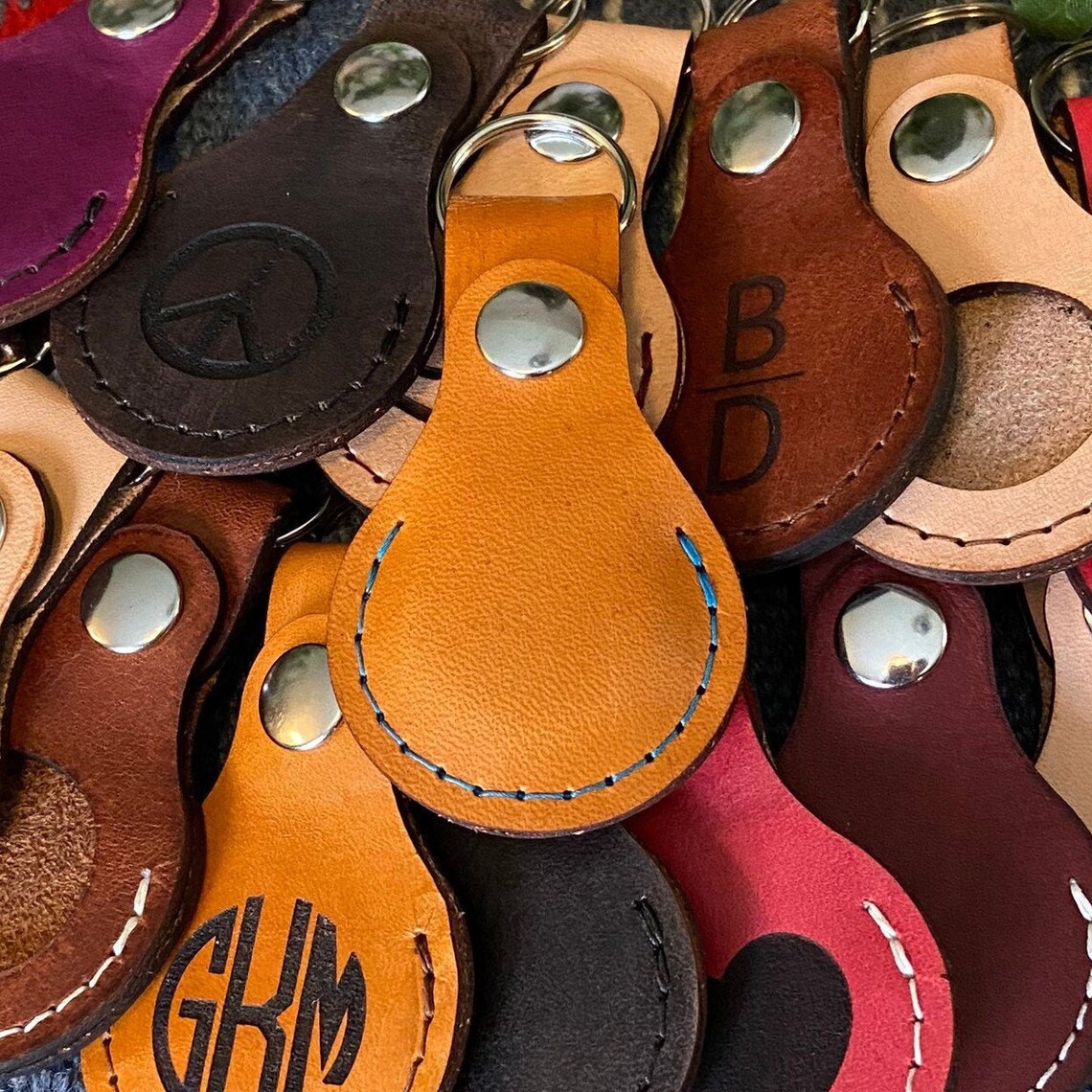AirTag Leather Keychain Leather Airtags AirTag Keyring Etsy