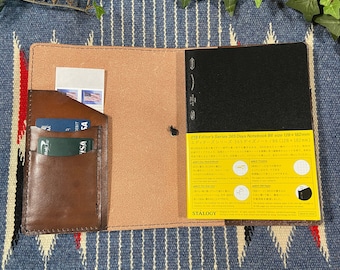 Stalogy A6, B6 & Hobonichi A6 Techo - Couverture de planificateur de journal en cuir avec folio Perfect Fit