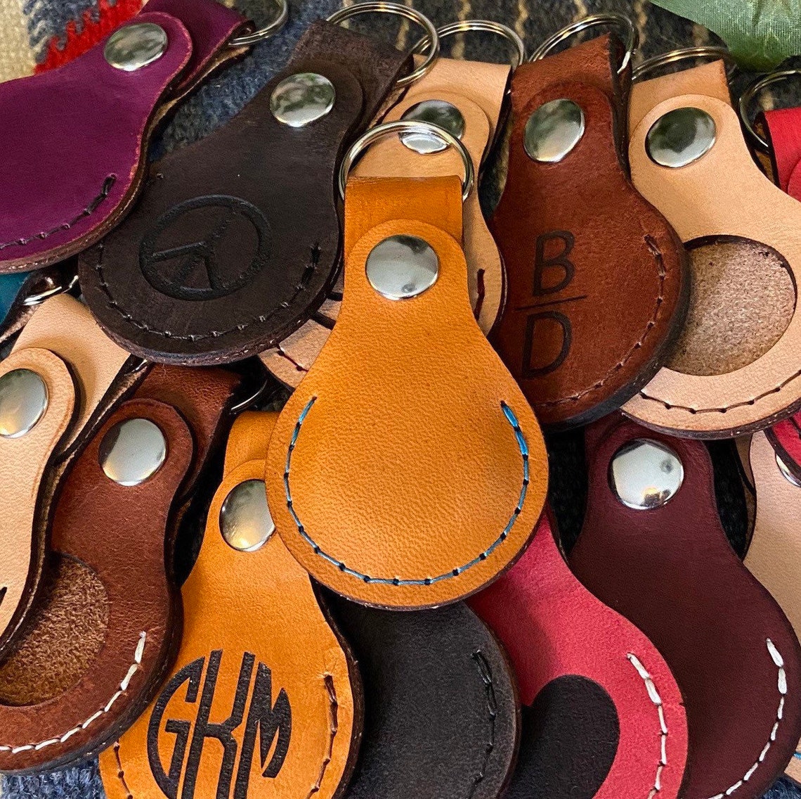 Airtag Leather Keychain Personalized Leather Airtags Airtag Etsy