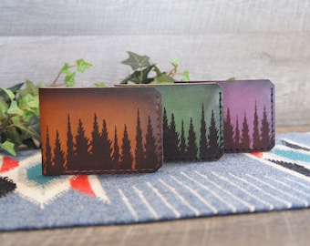 Minimalist Leather Wallet Sunset Wallet Slim Wallet Front Pocket Wallet Engraved Wallet Personalized Wallet