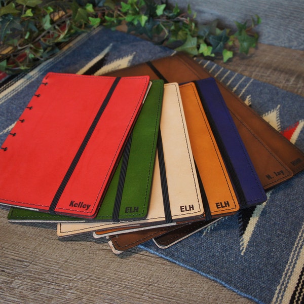 Funda de cuero personalizada para agenda con encuadernación en disco