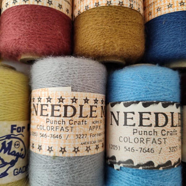 Lot of 19 Needle Magic, Dee Lite Red, 200 yd ea Acrylic Punchneedle Thread Yarn
