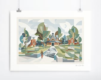 Bournville Village (Unframed Art Print)