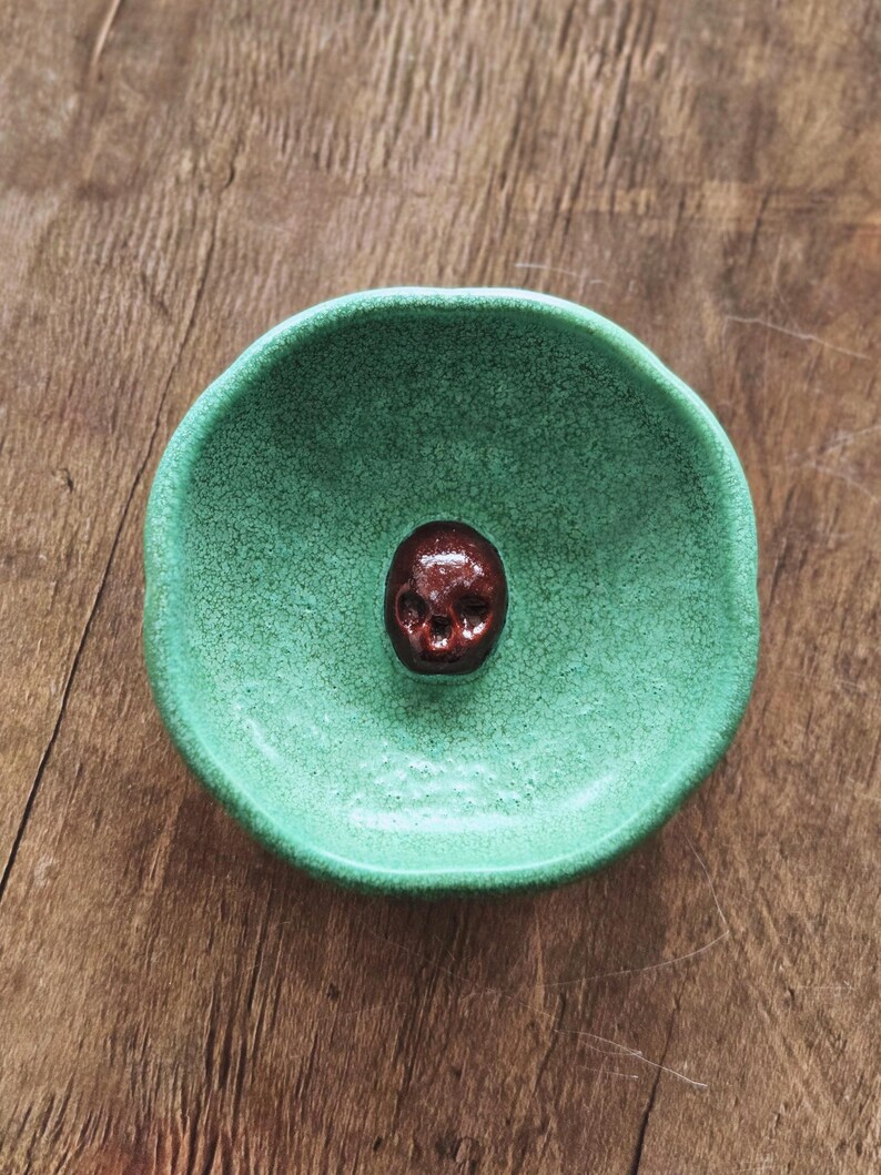 ceramic trinket dish handmade ring holder gothic key tray stoneware altar plate skull pottery jewelry storage alternative homeware image 13