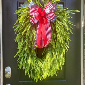 Beaded Fern Wreath, Grapevine Base, Everyday Front Door Decor image 4