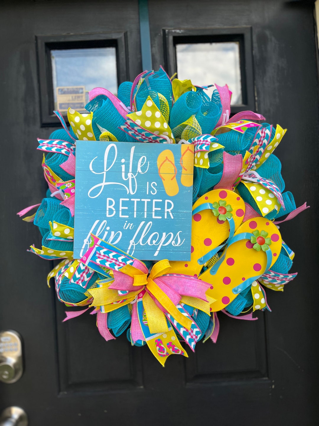 Flip Flop Summer Wreath, Beach House Door Decor - Etsy