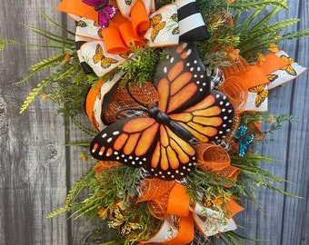 Monarch Butterfly Swag , Monarch Decor, Decor For Your Door, Door Decor, Everyday Swag, Summertime Swag, Summer Decor, Butterfly Swag Wreath