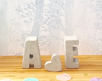 Concrete Letter Set with Heart, Anniversary Gift