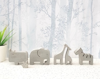 Nursery Decor | Concrete Safari Animals | nursery animals | Jungle nursery theme