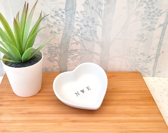 Concrete Heart Dish | Personalized Initial Jewellery Tray / jewellery accessories