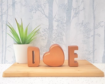 Letras de hormigón / regalos de aniversario de cobre