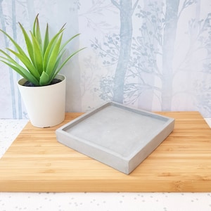 Modern Concrete Square Coaster | Minimalist Ring Tray / living room accessories