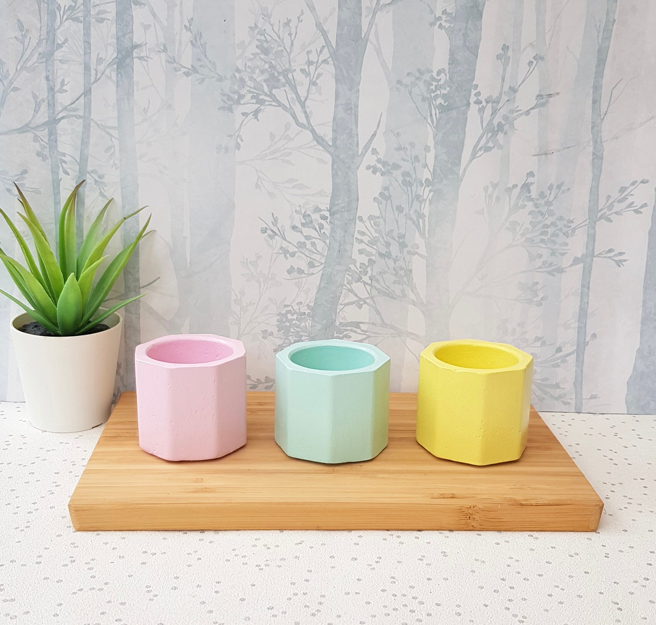 Ensemble Cadeau en Béton | Accessoires de Bureau Mini Pots Rangement