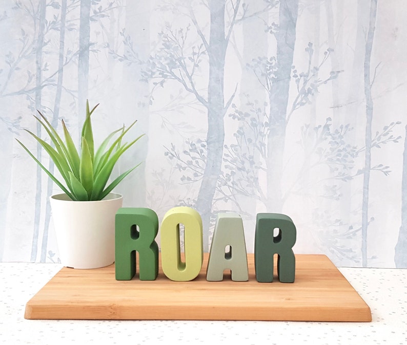 Nursery decor | dinosaur nursery | dinosaur decor | concrete dinosaurs | dinosaurs | nursery animals | nursery decor words 