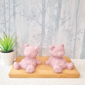 Osito de peluche de hormigón pintado a mano, regalo para baby shower, decoración infantil