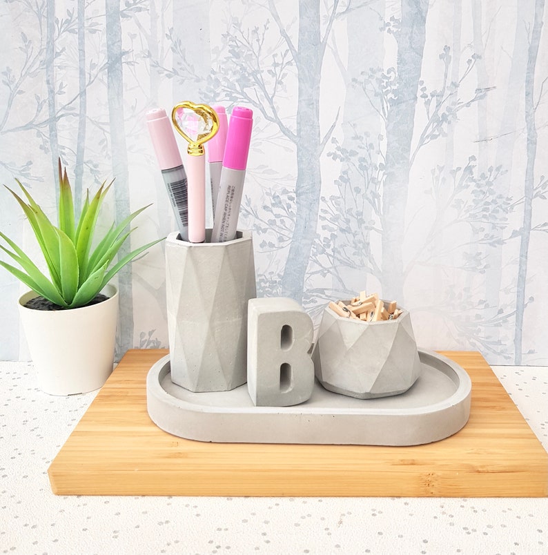 Concrete Gift Set Concrete Desk Accessories Etsy UK