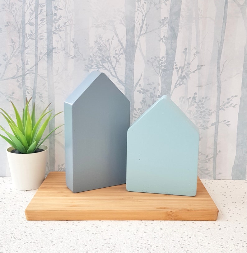 Concrete house ornament concrete bookends Concrete gifts image 1