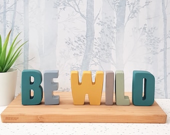 Concrete Letters "BE WILD" - Safari Nursery Decor, 5cm
