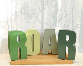 Concrete Dinosaur Nursery Decor | 'ROAR' Letters, Kids Room
