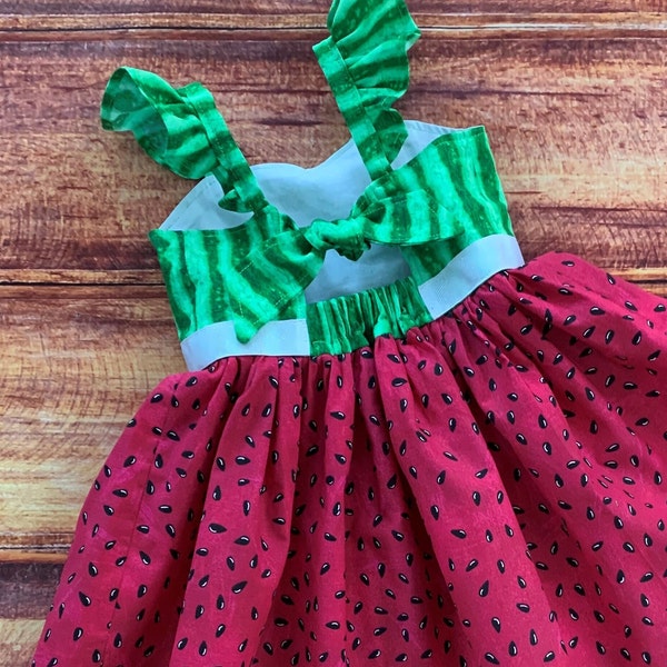 Girls Watermelon Dress, One in a Melon Birthday, Watermelon Tank Twirl Dress, Watermelon Picnic Dress, Garden Party Dress, Summer Dresses