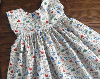 Twirly Science Dress, STEM Dress, Girl Scientist Outfit, Lab Theme Birthday Dress, Chemistry Dress