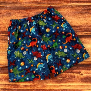 Dinosaur Shorts, Dinosaurs in Space Shorts, Space Dino Shorts, Planet Shorts, Dinosaur Birthday, Boys Shorts, Dinosaur Party, Pull Up Shorts