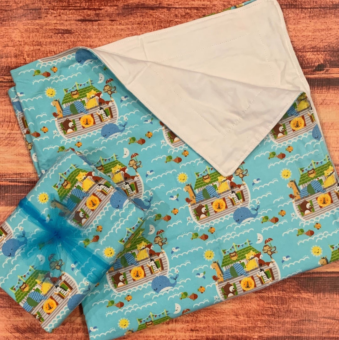 Noahs Ark Blanket, Flannel Doublesided Receiving Blanket Baby, Noah's