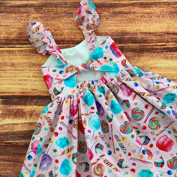 Candy Dress for Girls, Two Sweet Birthday Dress, Toddler Candy Dress, Sweets Twirl Dress, Pink Candy Baby Shower, Lollipop Birthday