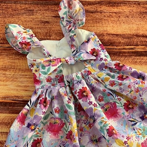 Watercolor Flowers, Party Dress, Spring Floral Dress for Girls, Flutter Dress, Girls Summer Flower Dress, Sundresses for Girls, Twirl Dress