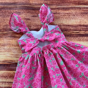 Ready to Ship, Pink Rose Dress for Girls, Party Dress, Rose Dress Baby, Spring Floral Dress for Girls, Girls Pink Dress, Summer Dress, 3T