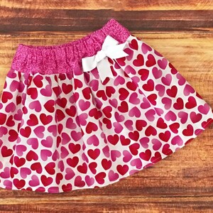 Girls Red and Pink Heart Skirt, Valentines Day Skirt, Baby Girl Valentines Day, Valentines Day Heart Confetti, Sweetheart Birthday Outfit image 4