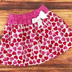 Girls Red and Pink Heart Skirt, Valentines Day Skirt, Baby Girl Valentines Day, Valentines Day Heart Confetti, Sweetheart Birthday Outfit image 7