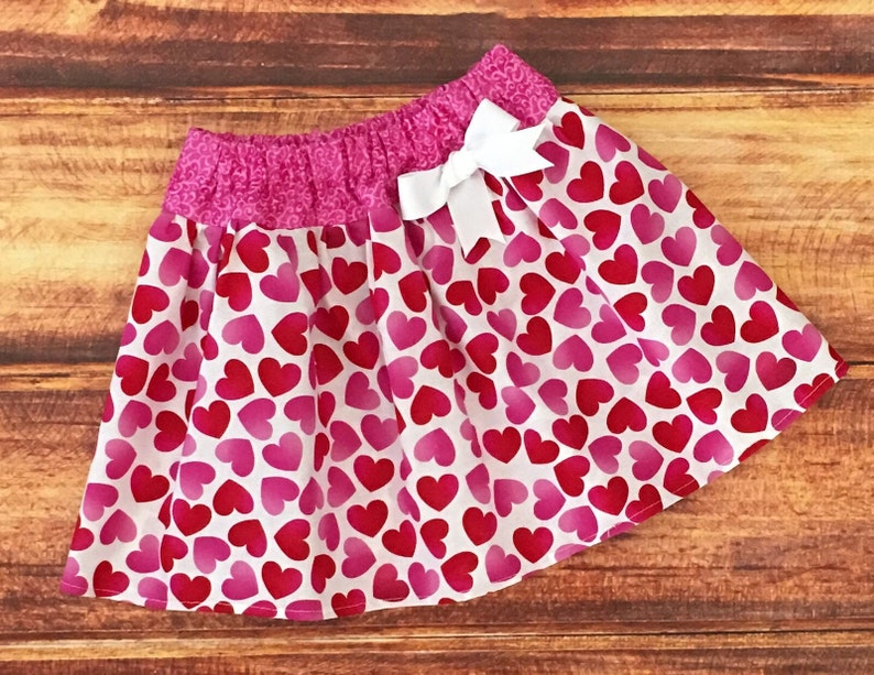Girls Red and Pink Heart Skirt, Valentines Day Skirt, Baby Girl Valentines Day, Valentines Day Heart Confetti, Sweetheart Birthday Outfit image 7
