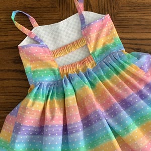 Rainbow Dress for Girl, Twirly Dress, Girls Rainbow Outfit, Girl Sundress, Easy Elastic Pull On Dress, Baby Girl Rainbow Dress, Rainbow Baby