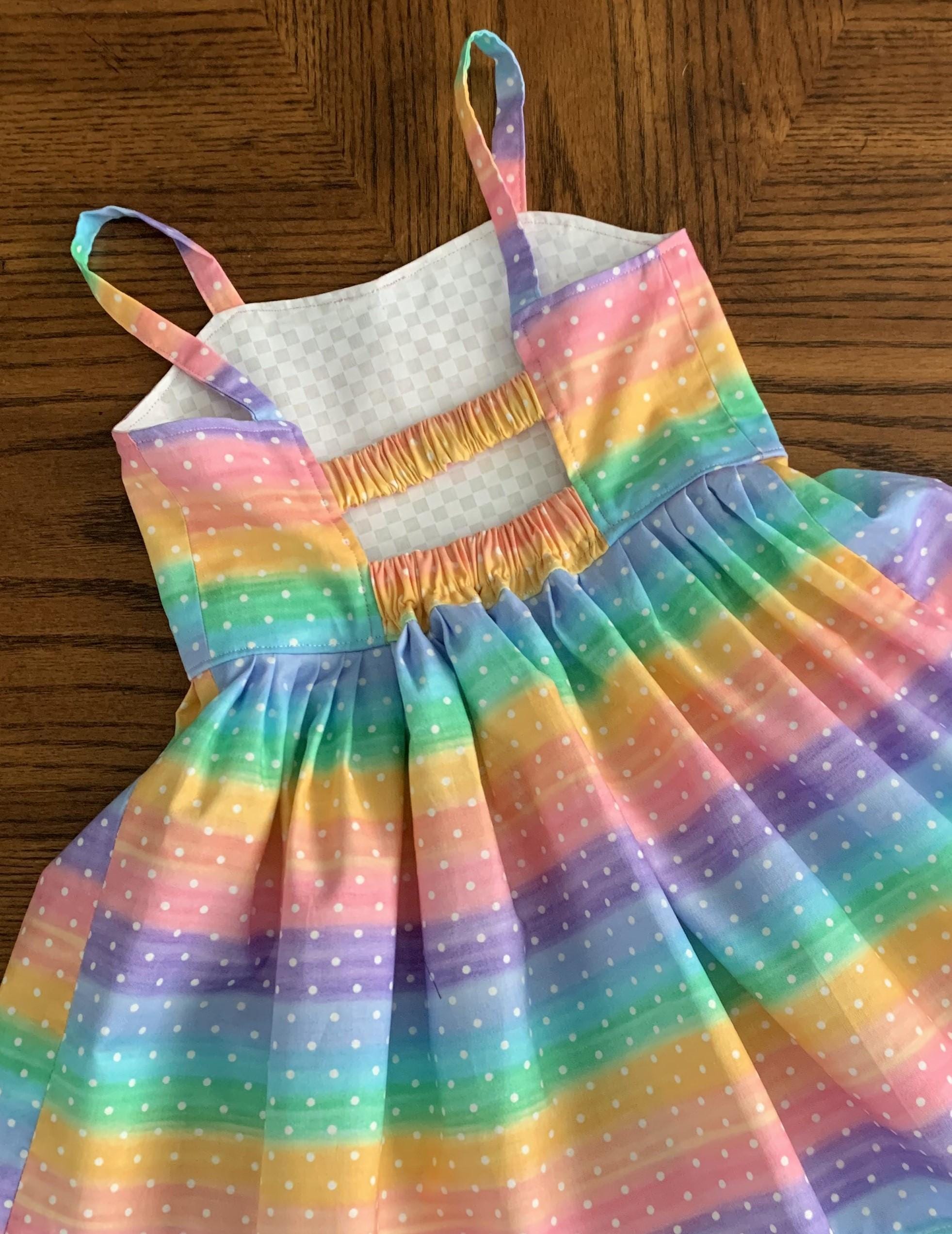 Rainbow Dress for Girl, Twirly Dress, Girls Rainbow Outfit, Girl Sundress, Easy Elastic Pull On Dress, Baby Girl Rainbow Dress, Rainbow Baby