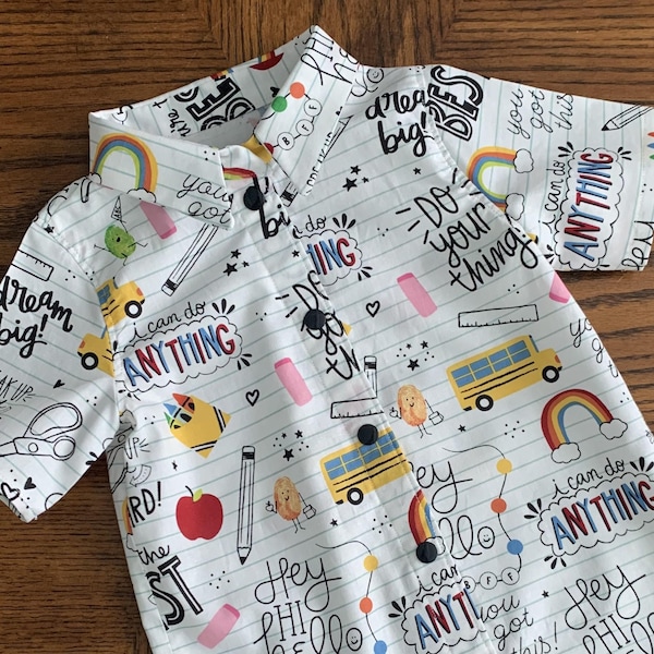 Picture Day, Kindergarten Shirt, Pre-School, First Day of School, Back to School, School Shirt for Boy, Graduation Shirt, Button Down Shirt
