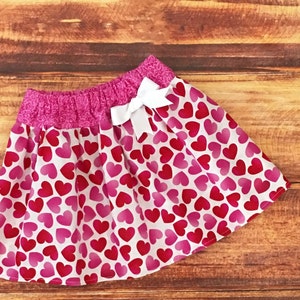 Girls Red and Pink Heart Skirt, Valentines Day Skirt, Baby Girl Valentines Day, Valentines Day Heart Confetti, Sweetheart Birthday Outfit image 8