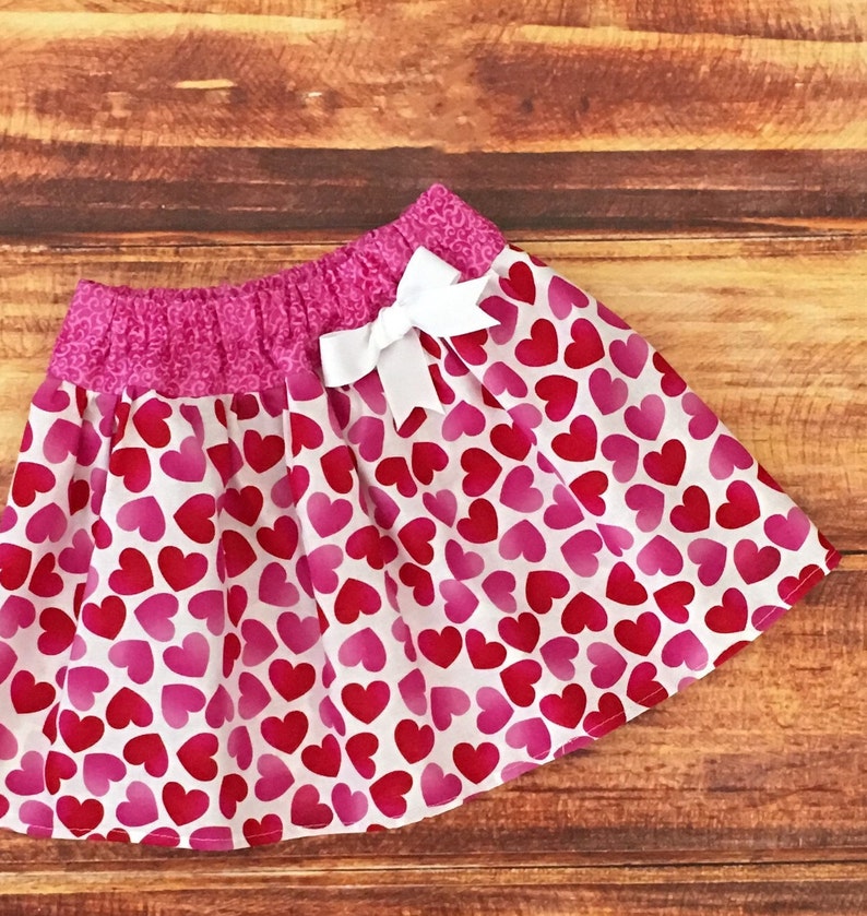 Girls Red and Pink Heart Skirt, Valentines Day Skirt, Baby Girl Valentines Day, Valentines Day Heart Confetti, Sweetheart Birthday Outfit image 8