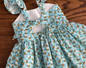 Bumblebee Dress, Bee Toddler Dress, Happy Bee Day Birthday Dress, Girl Honey Bee, Busy Bee, 1st Bee Day, Flutter Sleeve, Summer Sundress