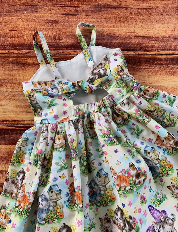 Kitten Gift for Girl, Kitten Dress for Baby, Kitty Tank Twirl Dress, Summer Dress, Girls Cat Dress, Toddler Kitten Dress, Kitty Dress