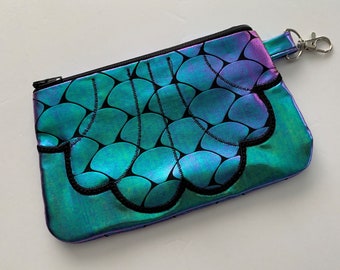 Mermaid Clutch Bag, Iridescent Clutch, Mermaid Wristlet, Travel Bag, Cosmetic Bag, Bridesmaid Gift, Mermaid Birthday, Gift Under 25