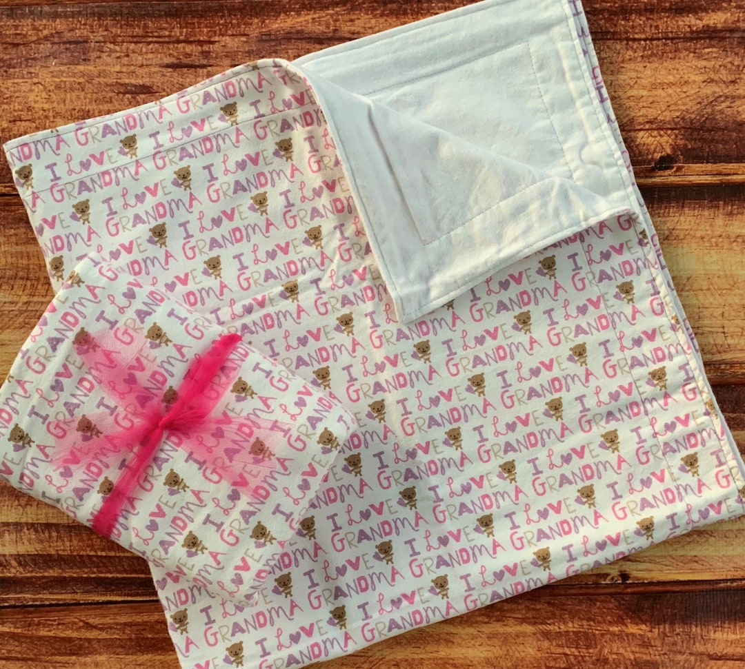 I Love Grandma, Flannel Doublesided Receiving Blanket for Baby Girl